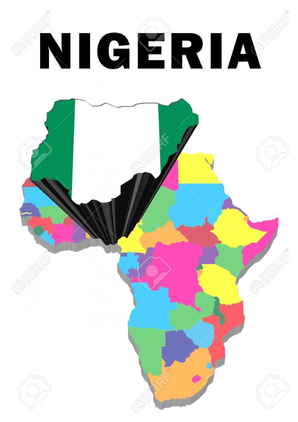 แผนที่ของแอฟริกากับไนจีเรียเน้น