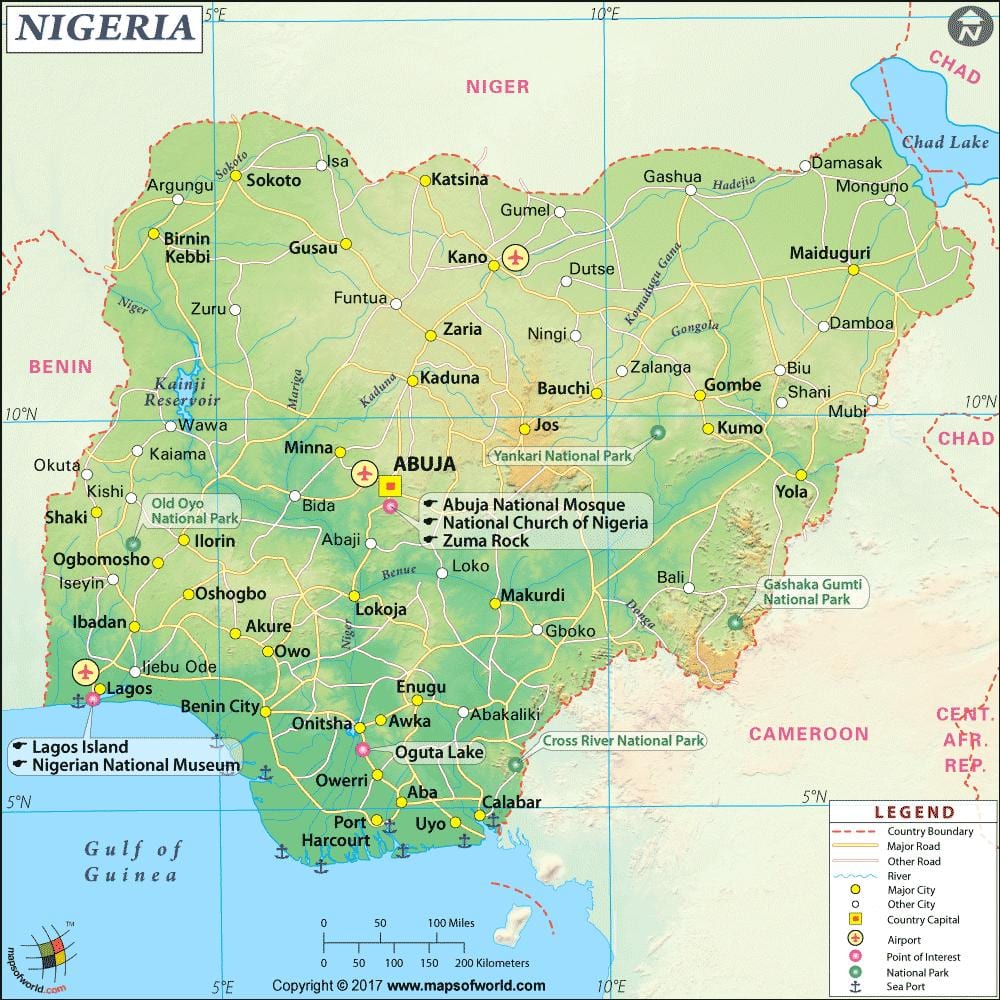 รูปของ nigerian แผนที่