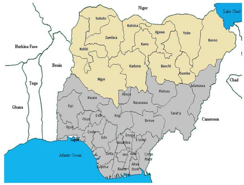 แผนที่ของเหนือ nigerian อเมริกา
