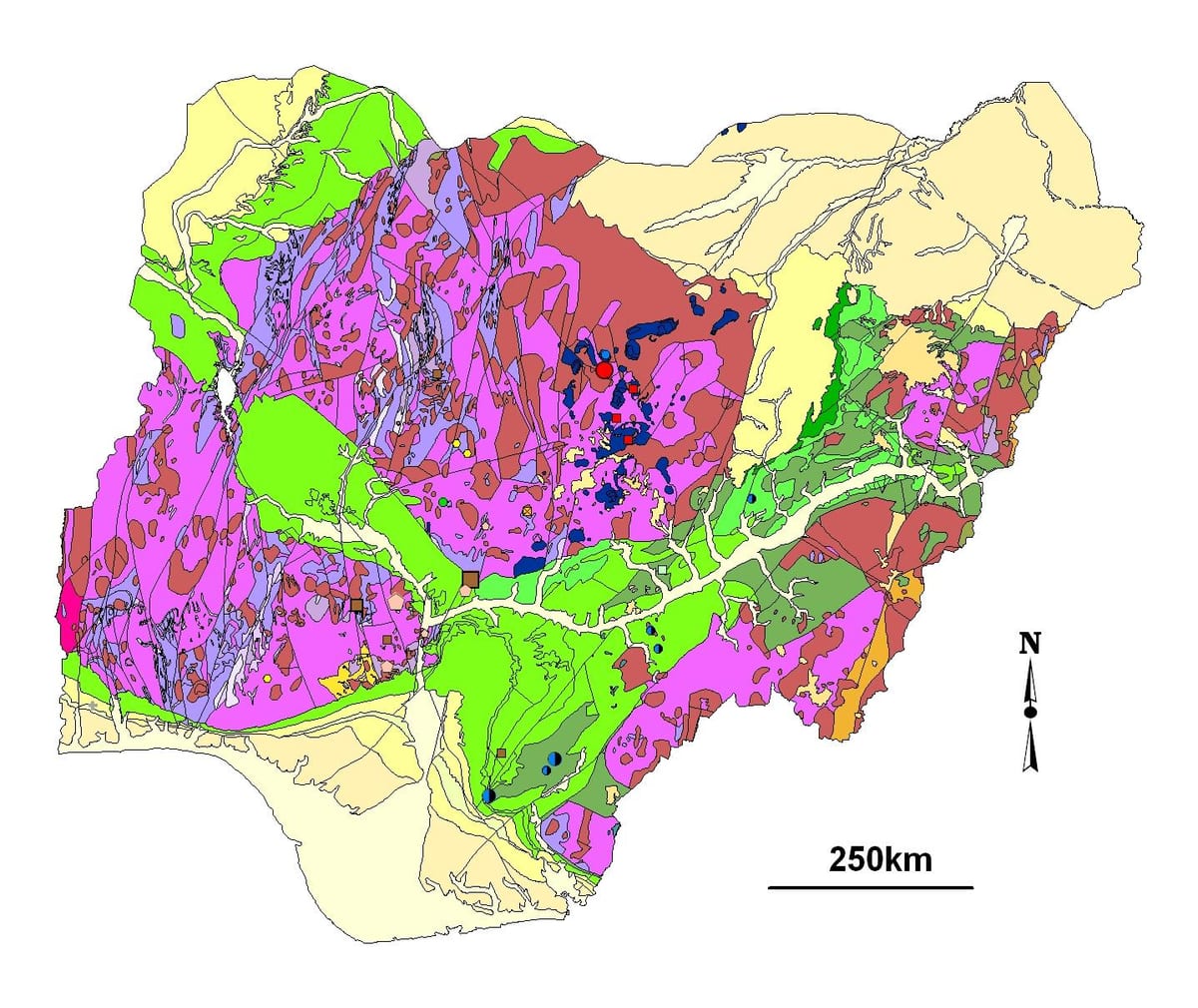 แผนที่ของ geological ไนจีเรีย