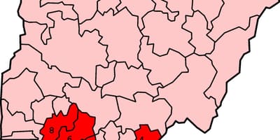 แผนที่ของทางใต้ทางใต้ไนจีเรีย