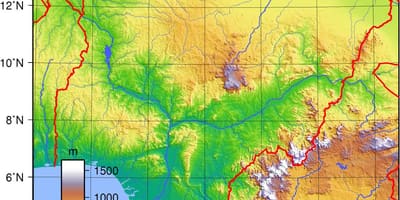 แผนที่ของไนจีเรีย topographic