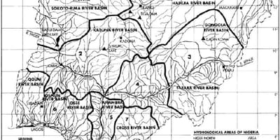 แผนที่ของ hydrological ไนจีเรีย
